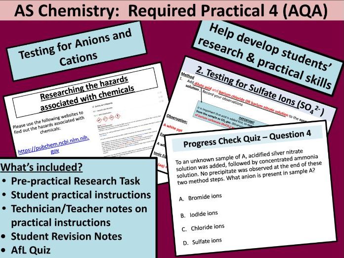 AS Chemistry AQA Required Practical 4 (Testing For Cations & Anions)