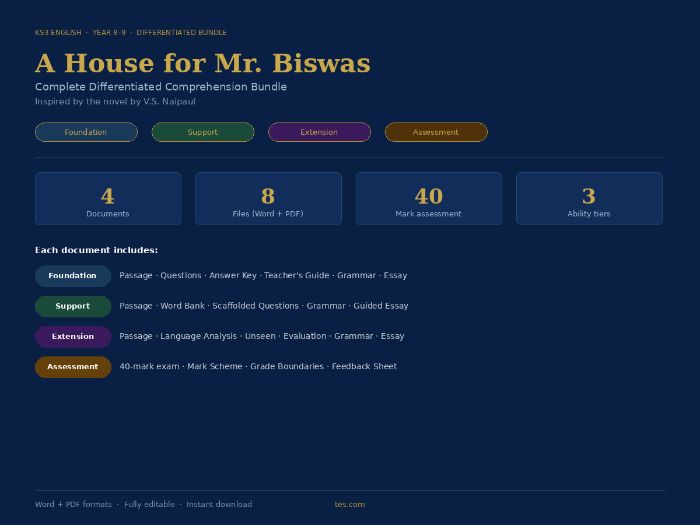 Mr. Biswas KS3 Differentiated Bundle
