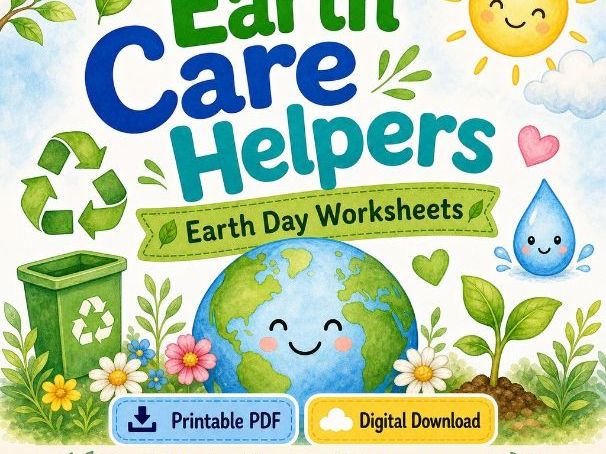 Earth Care Helpers | Earth Day Worksheets | Printable PDF | Digital Download