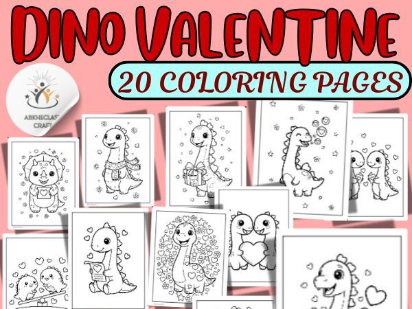 Dinosaur Valentine's Day Coloring Pages February Sheet Winter Hearts Kindness