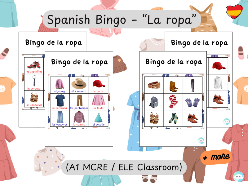 Spanish Bingo – “La ropa” (A1 MCER/ ELE Classroom)