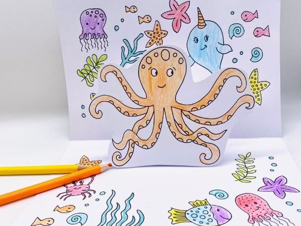 Octopus Colour-In Pop Up Card