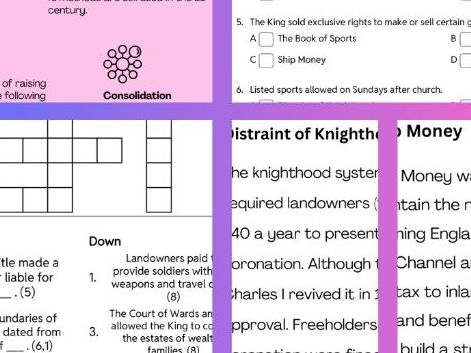Charles I: Making Money Without Parliament Information and Worksheets