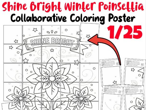Shine Bright Winter Poinsettia Collaborative Coloring Poster | Classroom Art