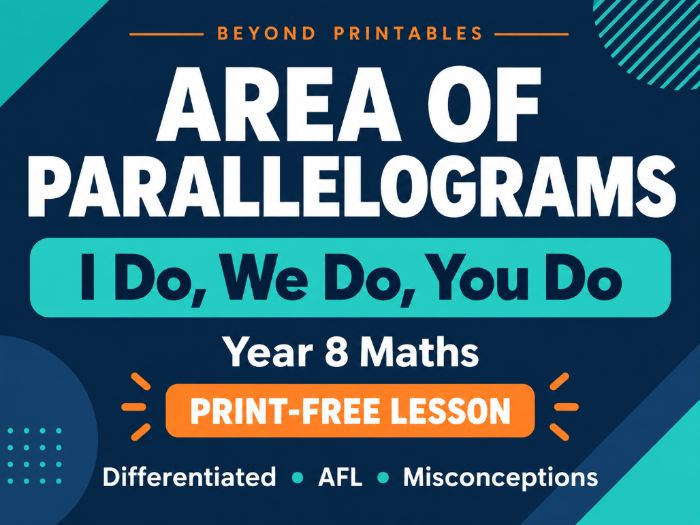Area of Parallelograms | I Do, We Do, You Do | Year 8 Maths print-free LESSON