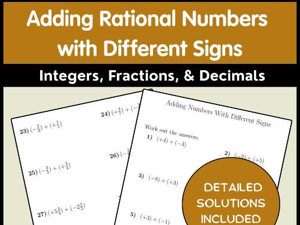 Adding Rational Numbers with Different Signs | Integers, Fractions, & Decimals