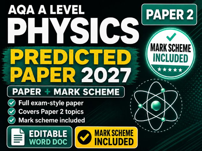 AQA A Level Physics Paper 2 Predicted Paper and Mark Scheme 2027 | Editable