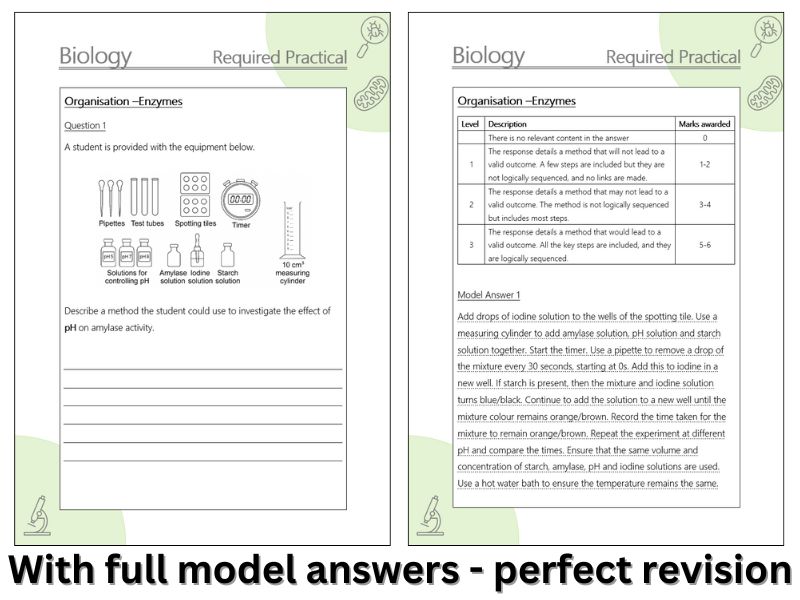 AQA Enzymes Required practical extended response AQA
