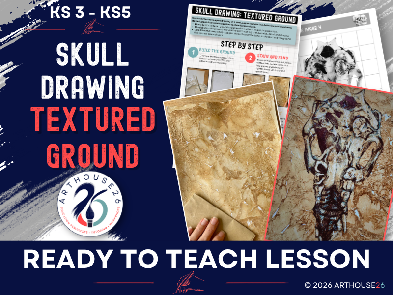 Skull Drawing: Textured Ground | Pen and Mixed Media Art Lesson | KS3-KS5