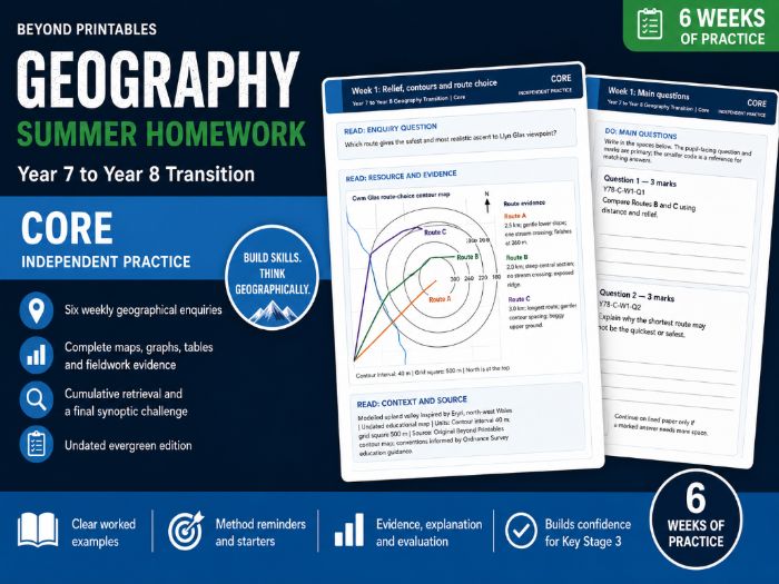Year 7 to Year 8 Geography Summer Transition Booklet – Core | KS3 with Answers