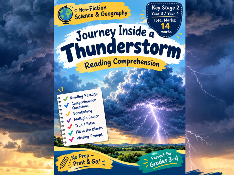 KS2 VIPERS Reading Comprehension | Journey Inside a Thunderstorm: How Lightning Forms | Year 3 & Yea