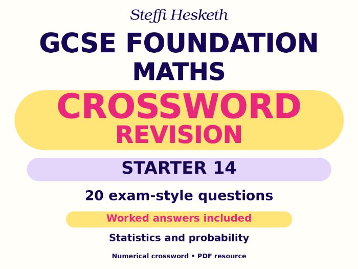 GCSE Foundation Maths Crossword Revision Starter 14