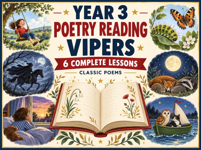 Year 3 Poetry Reading Comprehension Bundle | VIPERS | 6 Classic Poems