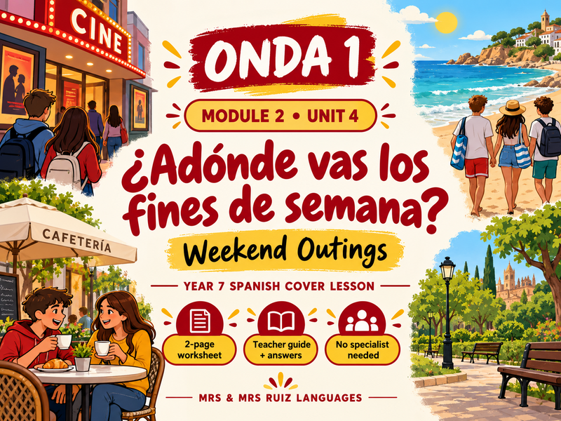 Year 7 Spanish Cover Lesson | Onda 1 Module 2 Unit 4 | ¿Adónde vas los fines de semana?