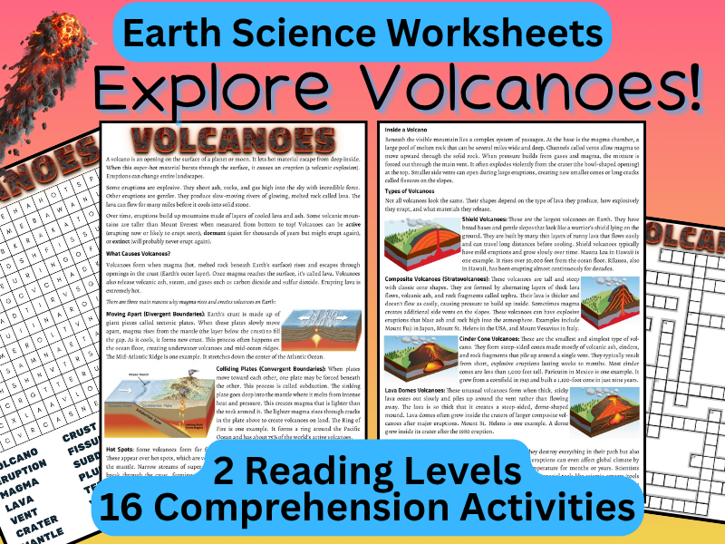 Volcano Reading Texts & Worksheets