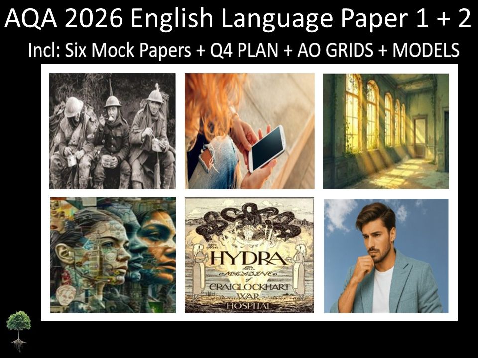 Six AQA 2026 GCSE English Language Paper 1 + 2 Mocks | Q4 Plan, AO Grids, Models
