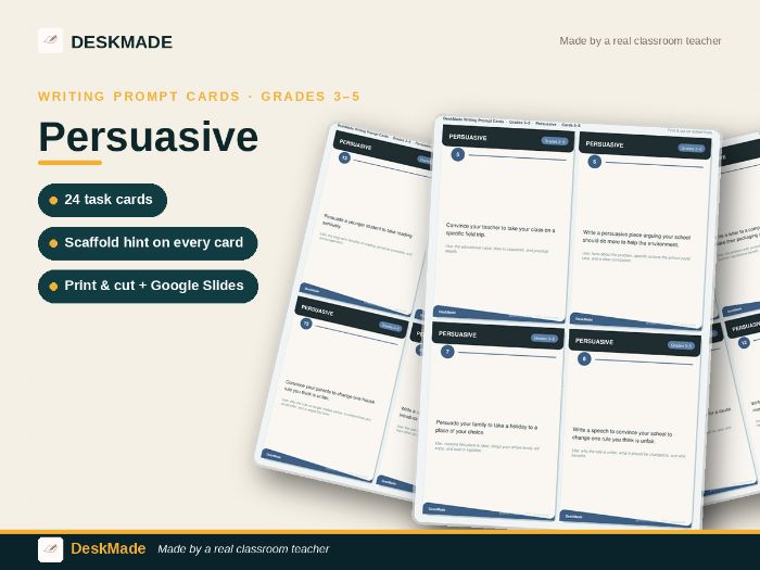 Persuasive Writing Prompt Cards | Grades 3–5 | IB PYP