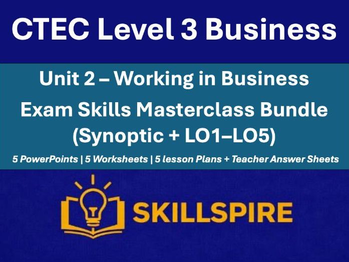 OCR CTEC L3 Business Unit 2: Working in Business | Exam Skills Bundle |Synoptic + LO1-LO5