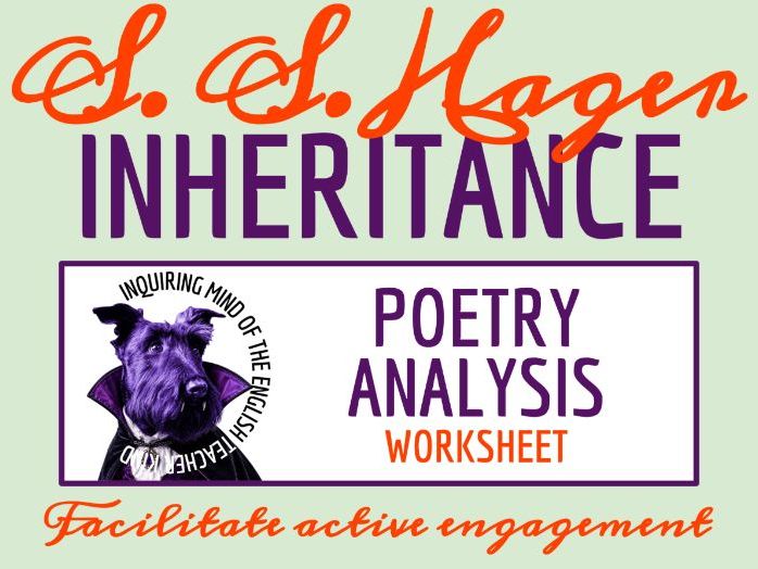 "Inheritance" by Sudie Stuart Hager Poem Analysis Worksheet | Halloween and Fall Poetry Activity
