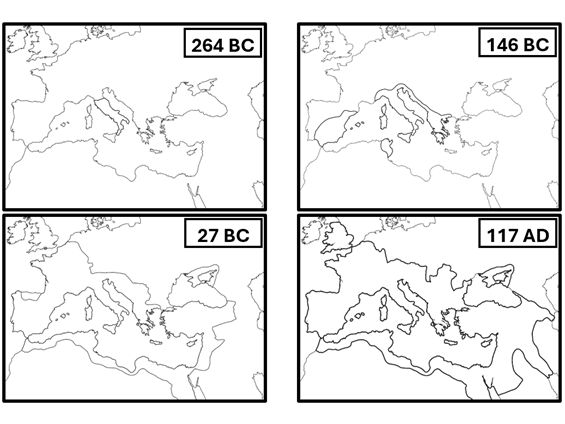 Rise of the Roman Empire Maps, 264BC - 117AD