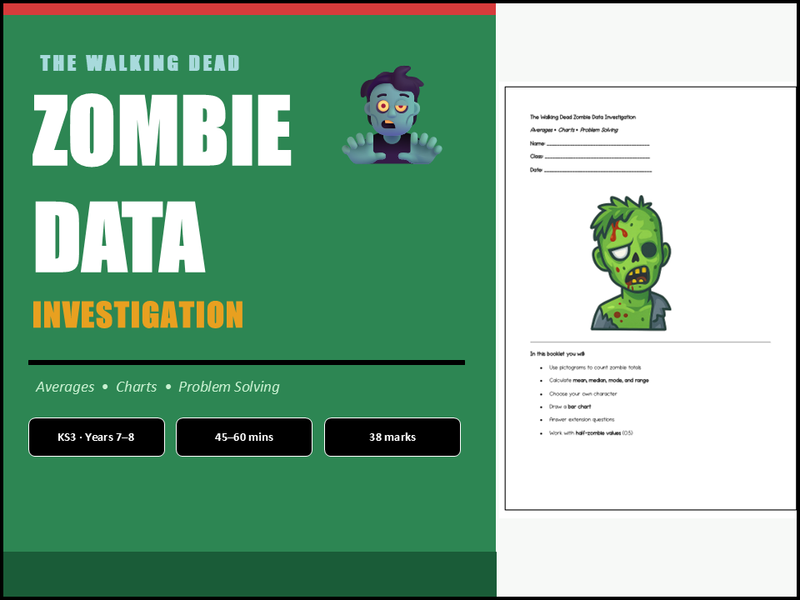 Zombie Data Investigation | KS3 Statistics Project | Mean Median Mode Range | Bar Chart