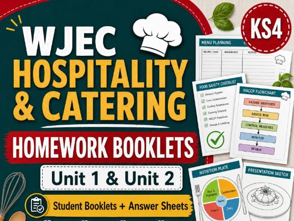Hospitality and Catering Homework Booklets | Unit 1 and Unit 2 | Student Booklets and Answer Sheets