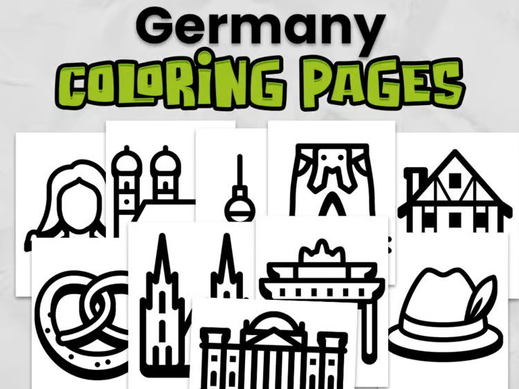 Germany Colouring Pages | Germany Country Study | Europe Geography Activity
