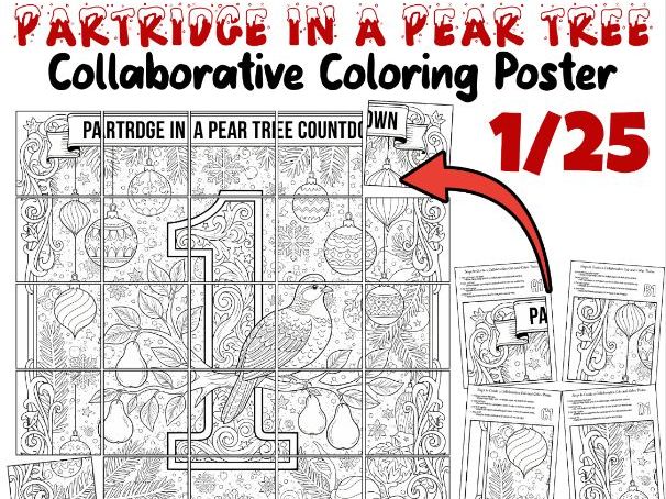 Partridge in a Pear Tree Collaborative Poster | 12 Days of Christmas Art