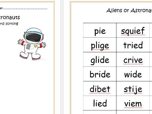 Phonics real and pseudo words activity