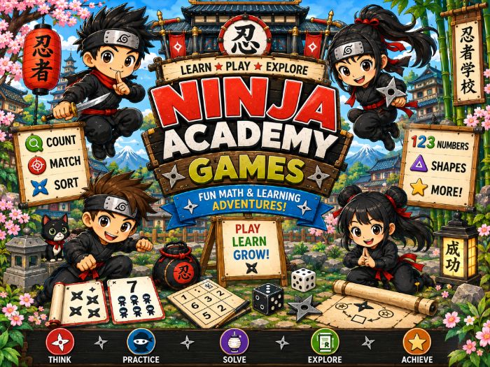 Ninja Math Games & Centers | Numbers 1–20, Counting, Shapes & Ten Frames | Preschool–1st Grade