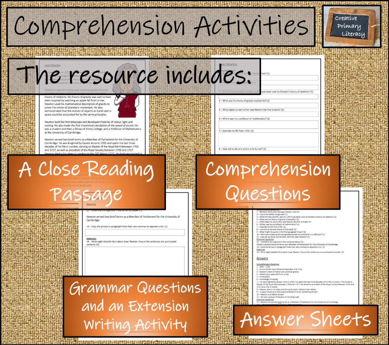 UKS2 Science | Sir Isaac Newton Reading Comprehension Activity