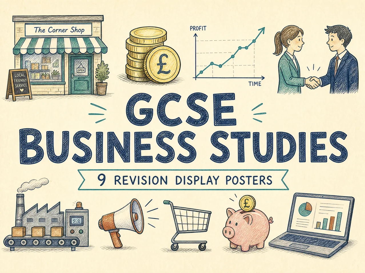 GCSE Business Studies Display Posters - 9 Revision Poster Set - Classroom Display