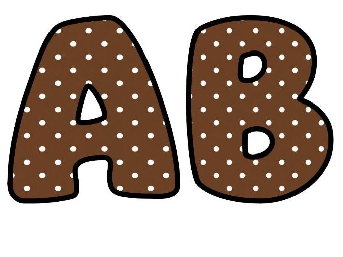 Brown Polkadot Bubble Letters | Polka Dot Bulletin Board Letters | Printable Alphabet A-Z and 0-9