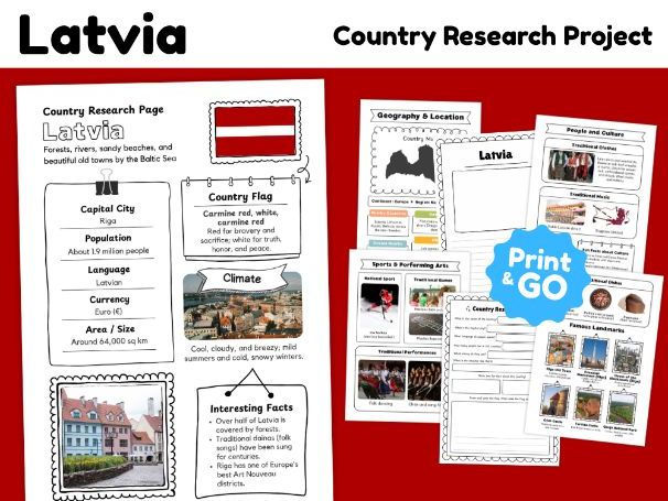 Latvia Country Study Worksheets | 14 Pages