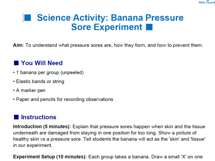 Science Experiment: Banana Pressure Sores