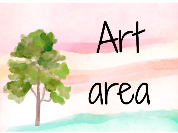 Classroom area signs muted watercolour