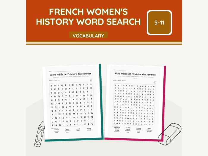 French Women's History Word Search | 8 Sheets