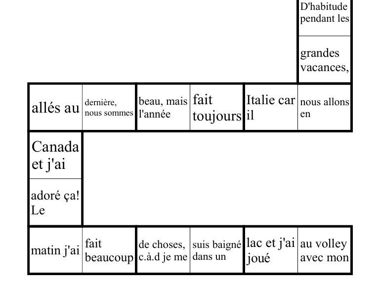 Tarsia - Dominoes - Les vacances - French