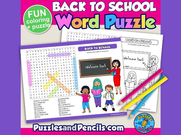 Back to School Word Search Puzzle and Colouring | New School Year Wordsearch
