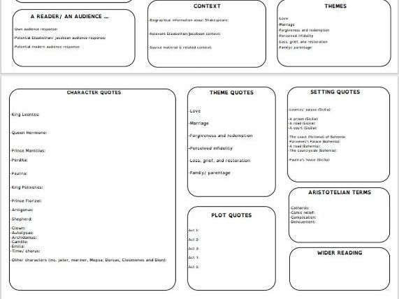 The Winter's Tale Sheet, Dyslexia Font