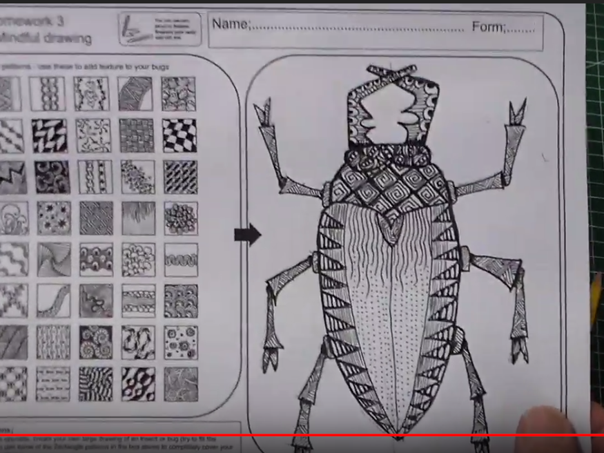 Zentangle homework KS3 art