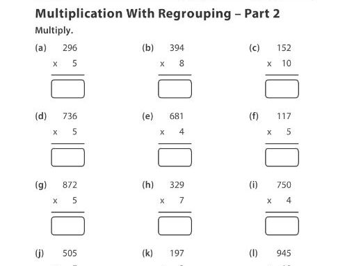 multiplication with regrouping part 2 teaching resources