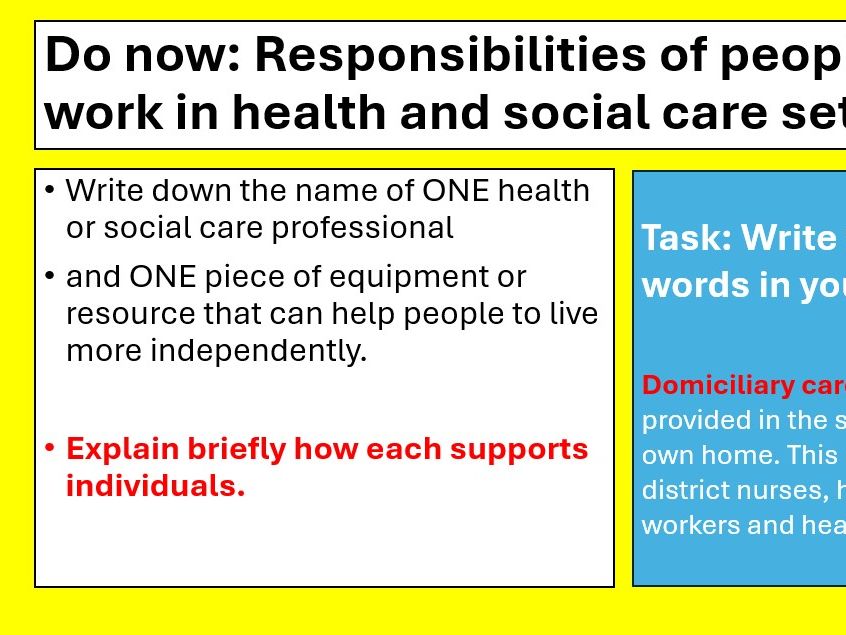 BTEC National Health and Social Care Level 3, Unit 2 Working in Health and Social CareLESSON5