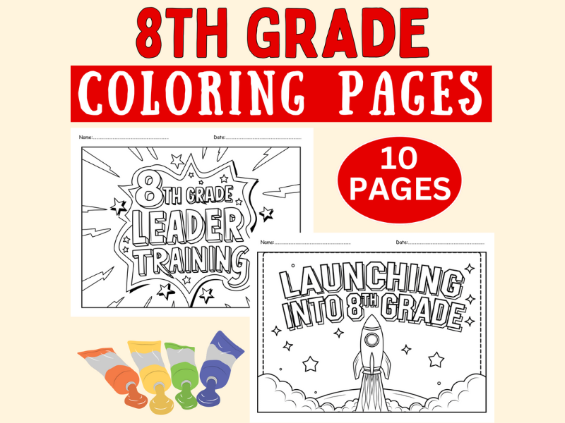 First Week of 8th Grade Coloring Pages: Middle School No Prep Coloring Sheets