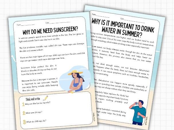 Summer Nonfiction Reading Comprehension (2 Levels) | ESL Science Texts KS2