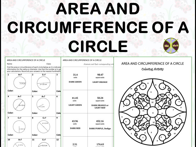 Geometry Grades 5-7: Area and Circumference of a Circle - Color by Code