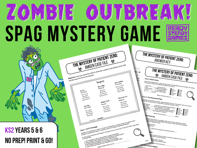 KS2 SPaG Mystery Game | SATs Grammar & Logic Activity | Year 5 & 6 | Zombie Outbreak!