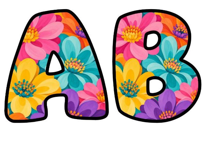 Painted Summer Flowers Bubble Letters | Botanical Bulletin Board Letters | Classroom Display Pack
