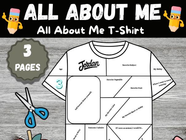 All About Me T-Shirt Worksheet|Back to School Activity|Student Self-Expression