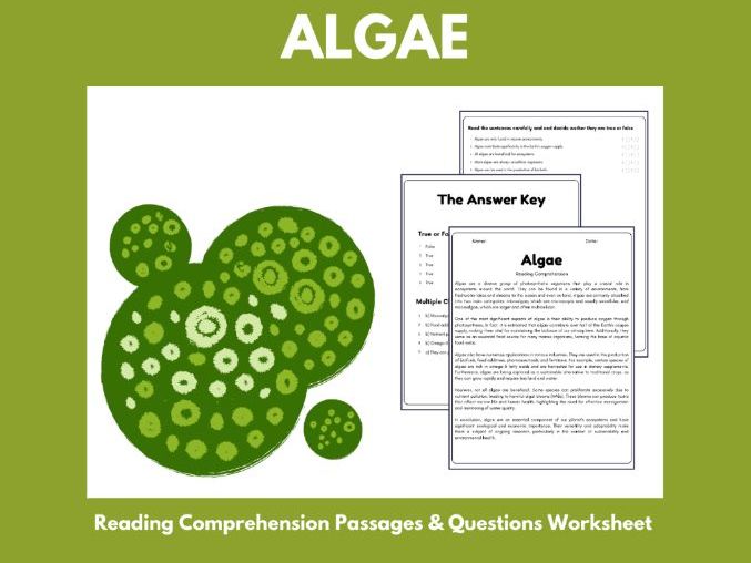 Algae: Reading Comprehension Passages & Questions Worksheets | Teaching ...